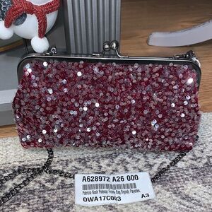 Patricia Nash Red Sequin Clutch potenaz frame bag silver new qvc kiss lock